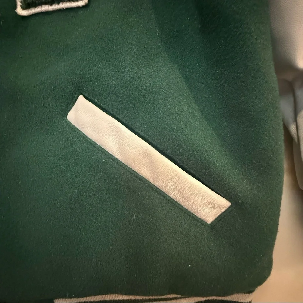 Zara kids Green and White Varsity letterman Jacket boys size 6